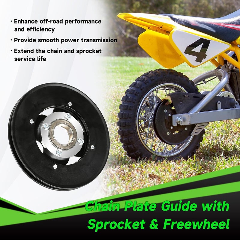 XIKOBY Rear Sprocket Freewheel Chain Plate Guide Assembly Compatible with Razor MX650 MX500 SX500 RSF650 Dirt Bike Electric Rocket Motocross Motorcycle Parts with 25H 132 Link Drive Chain Tensioner - Image 2